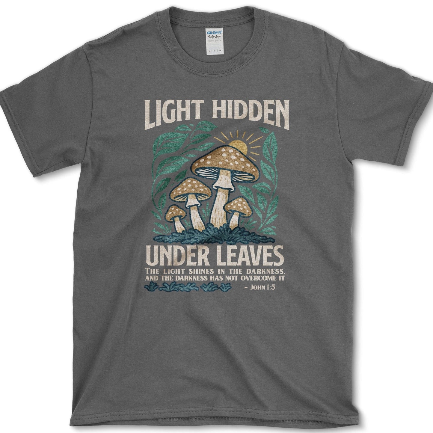 Light Hidden Under Leaves T-Shirt Essential Tees / S / Dark Heather Physical Item