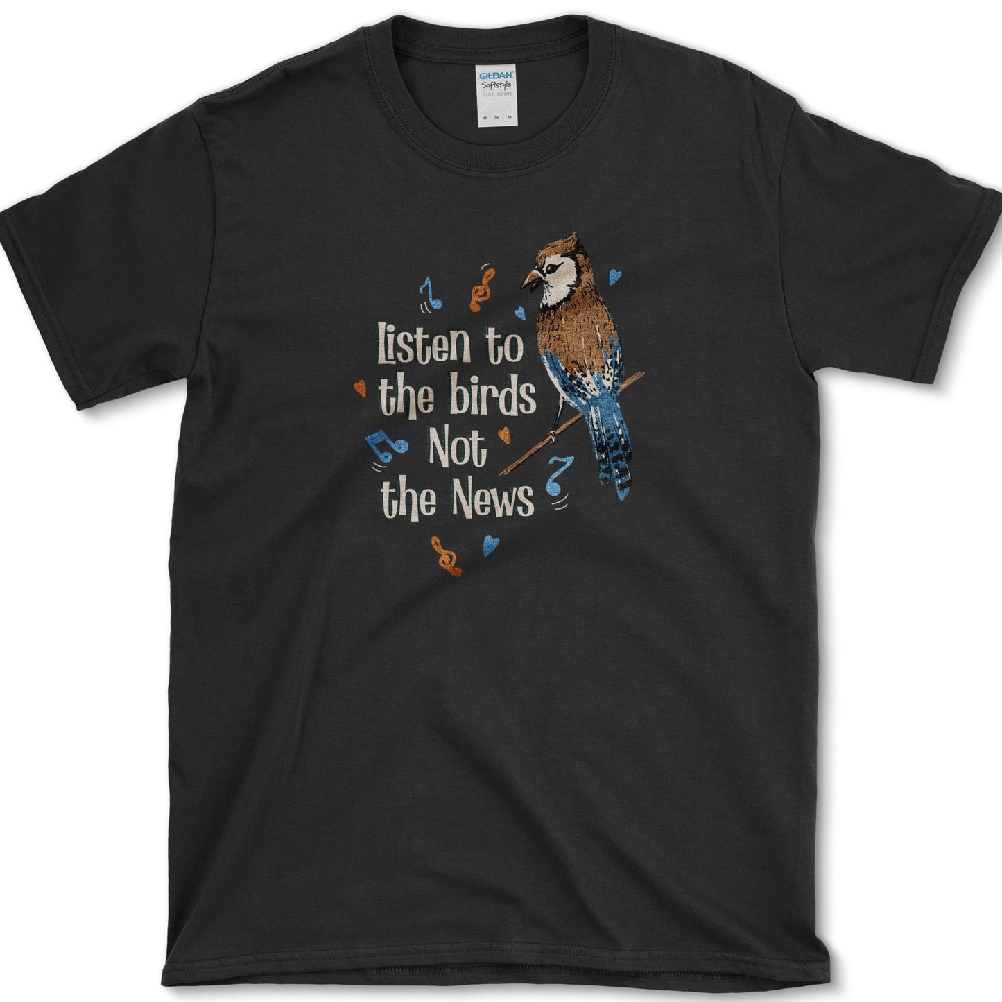 Listen to Birds Not News T-Shirt Black / S Essential Tees