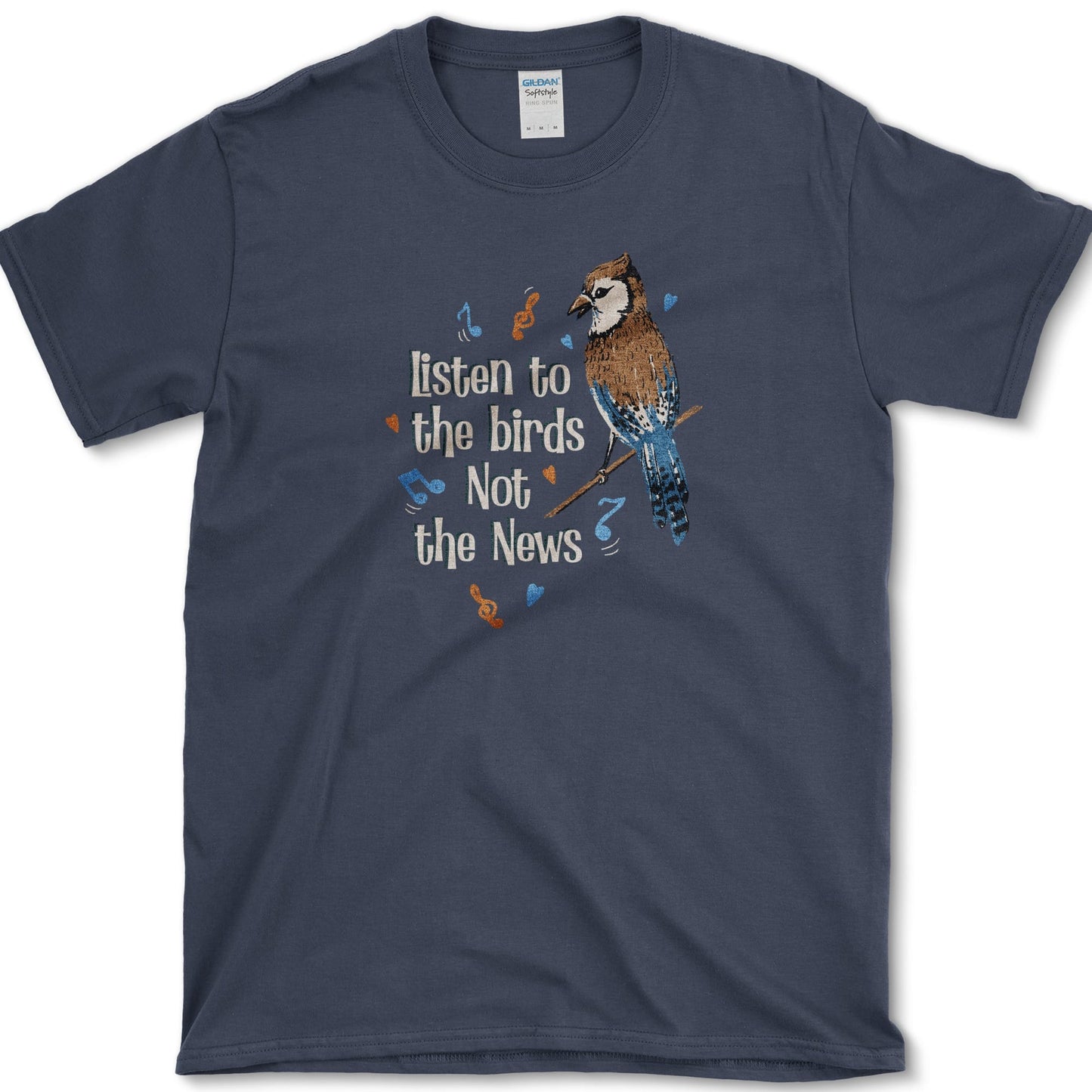 Listen to Birds Not News T-Shirt Navy / S Essential Tees
