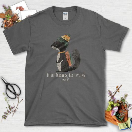Little Teachers Big Lessons T-Shirt Essential Tees / S / Dark Heather Physical Item