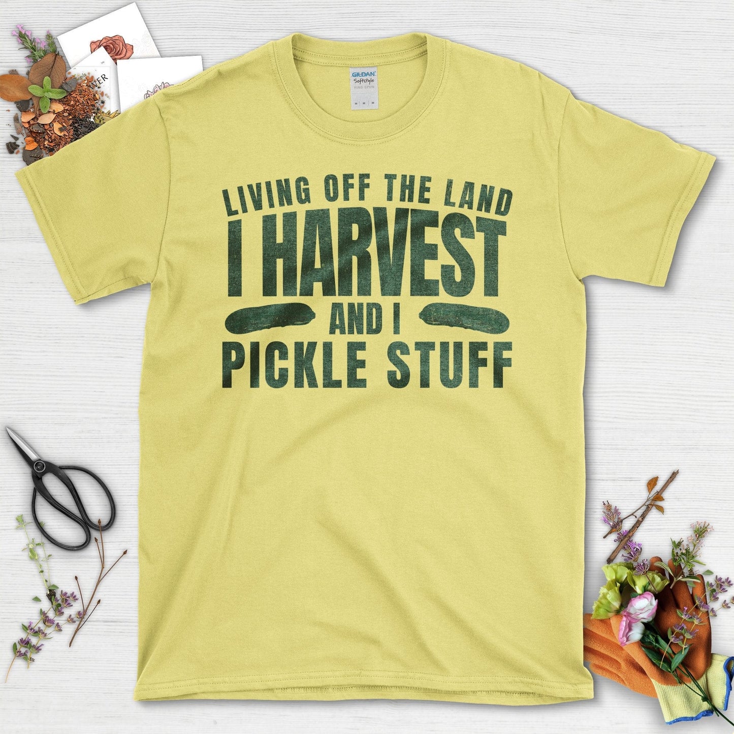 Living Off The Land Harvest Pickle Stuff T-Shirt Cornsilk / S T-Shirt