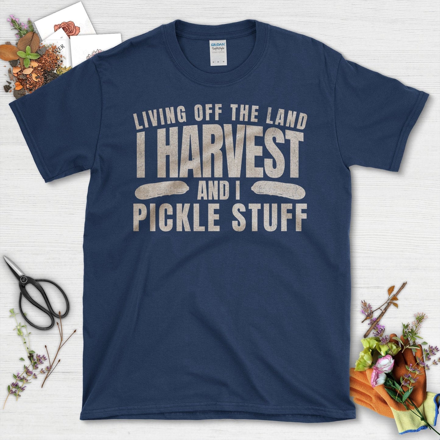 Living Off The Land Harvest Pickle Stuff T-Shirt Navy / S T-Shirt