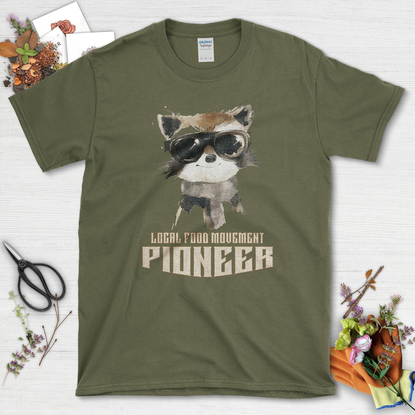 Local Food Movement Pioneer T-Shirt Military Green / S T-Shirt