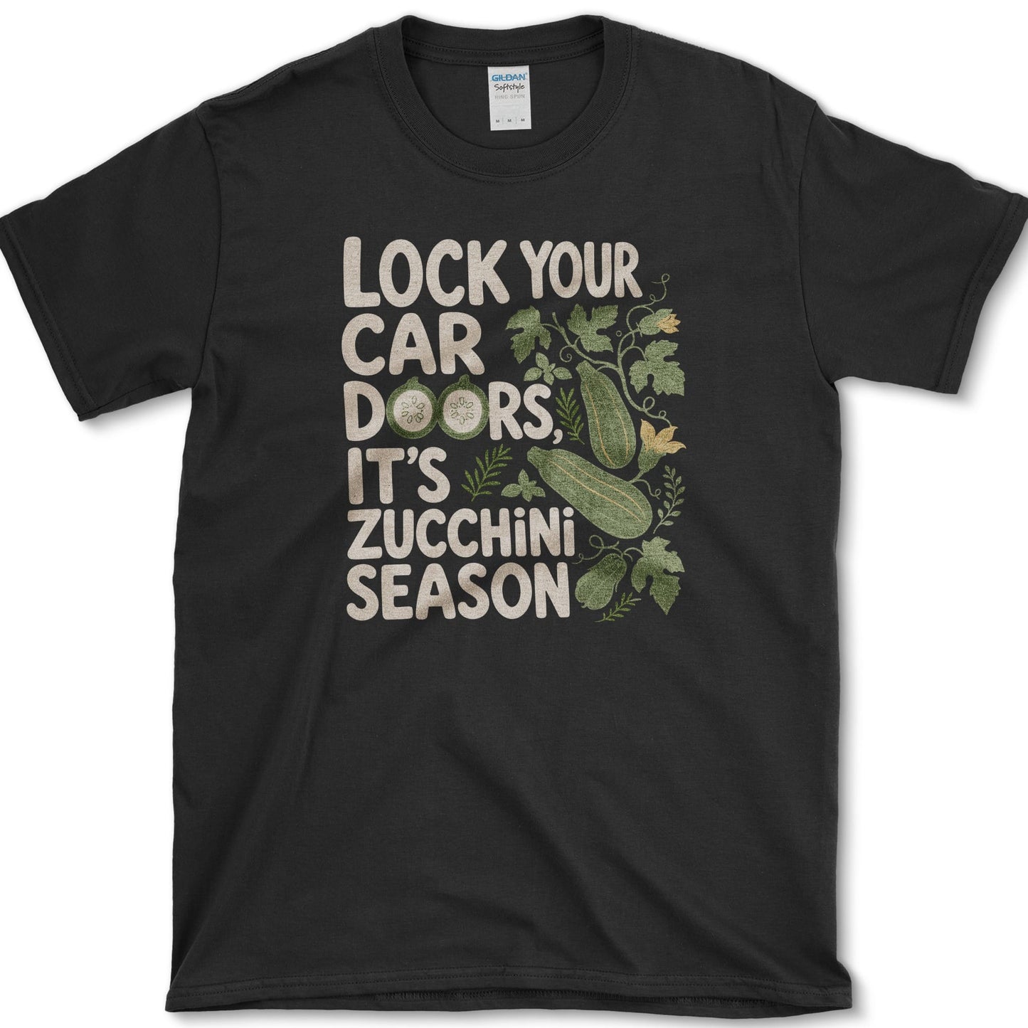 Lock Your Car Doors Zucchini T-Shirt S / Black Essential Tees