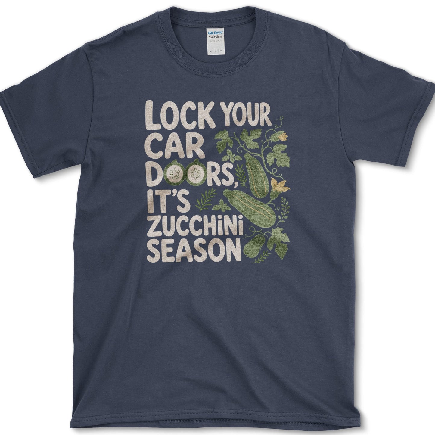Lock Your Car Doors Zucchini T-Shirt S / Navy Essential Tees
