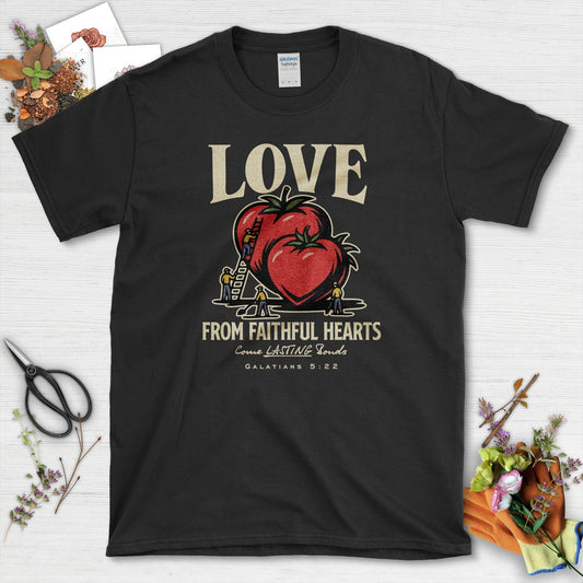Love from Faithful Hearts T-Shirt Essential Tees / S / Black Physical Item
