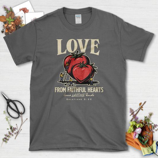 Love from Faithful Hearts T-Shirt Essential Tees / S / Dark Heather Physical Item