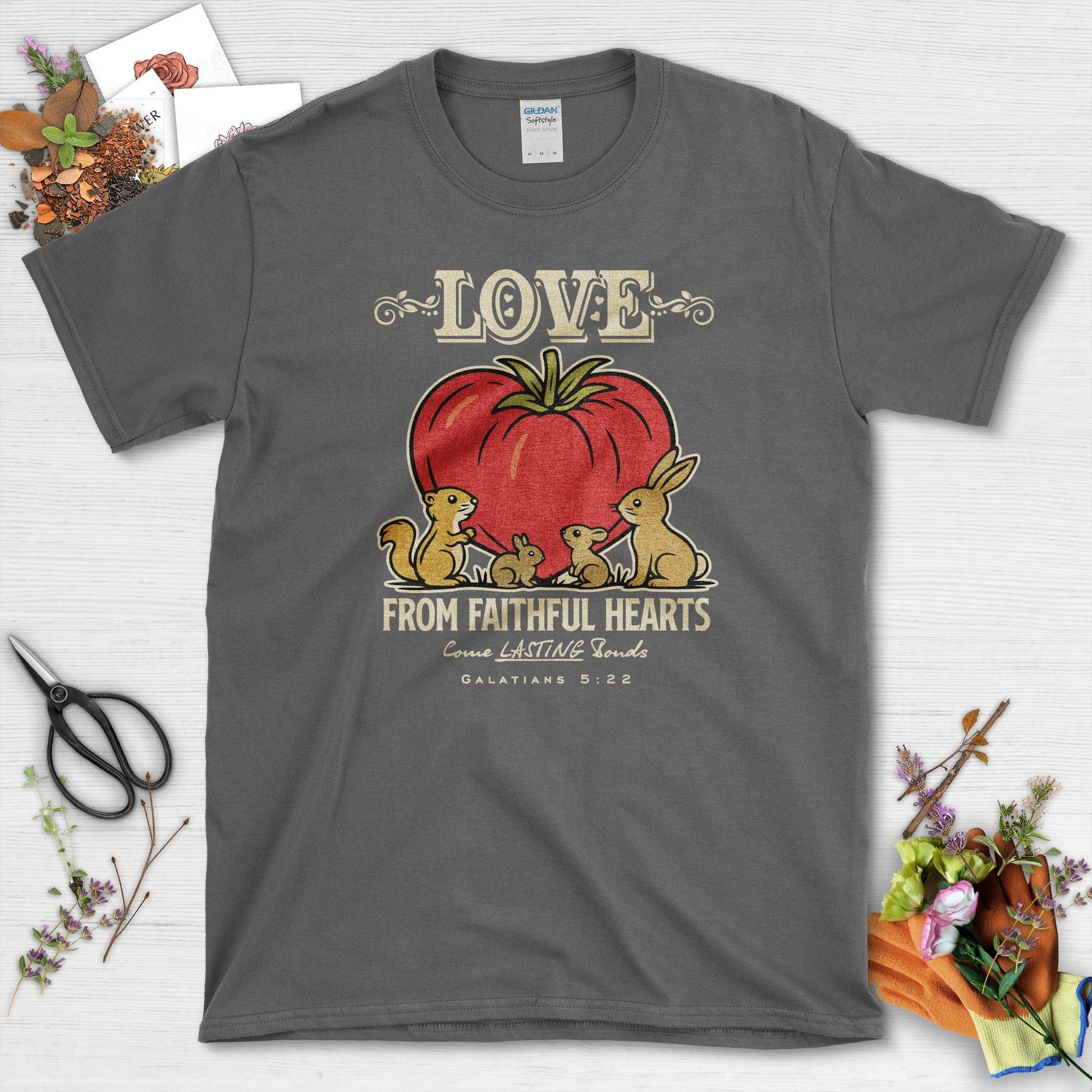 Love From Faithful Hearts T-Shirt Essential Tees / S / Dark Heather Physical Item