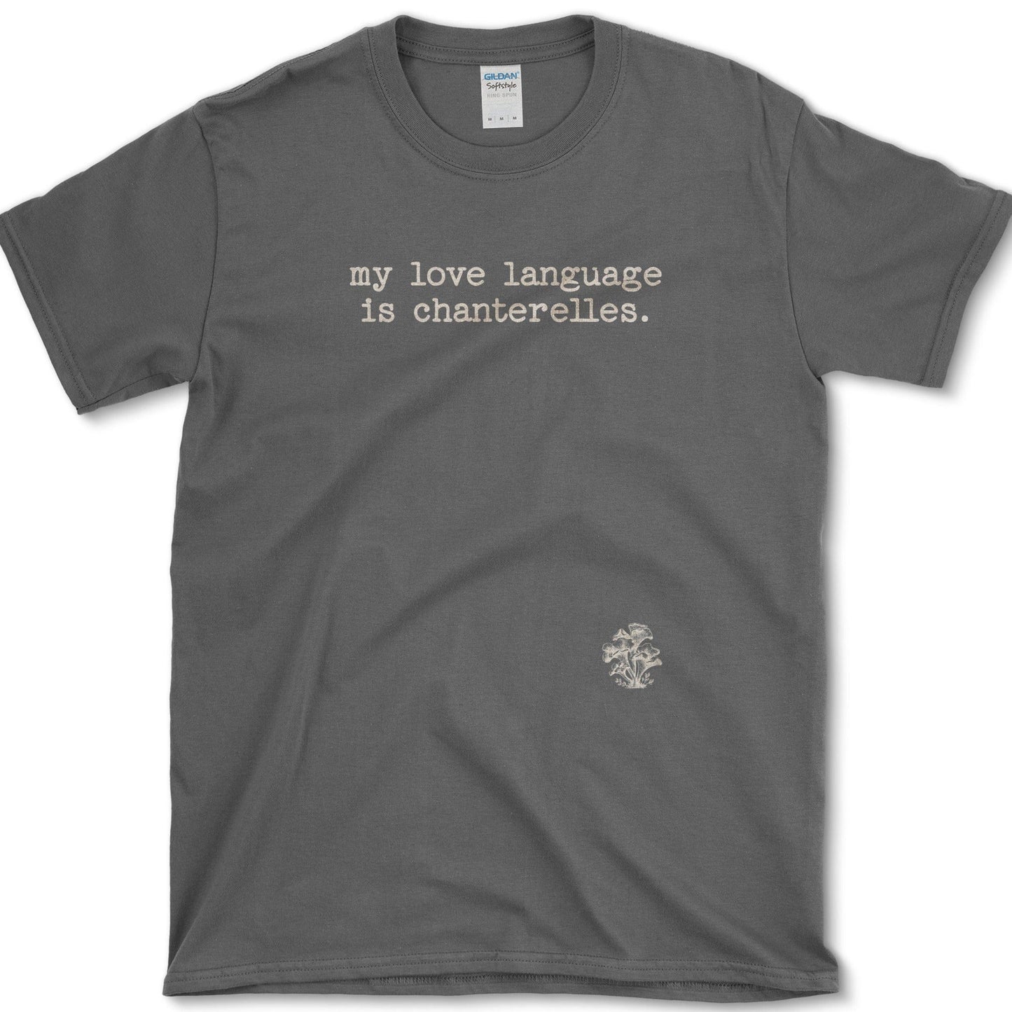 Love Language Chanterelles T-Shirt Essential Tees / S / Dark Heather Physical Item