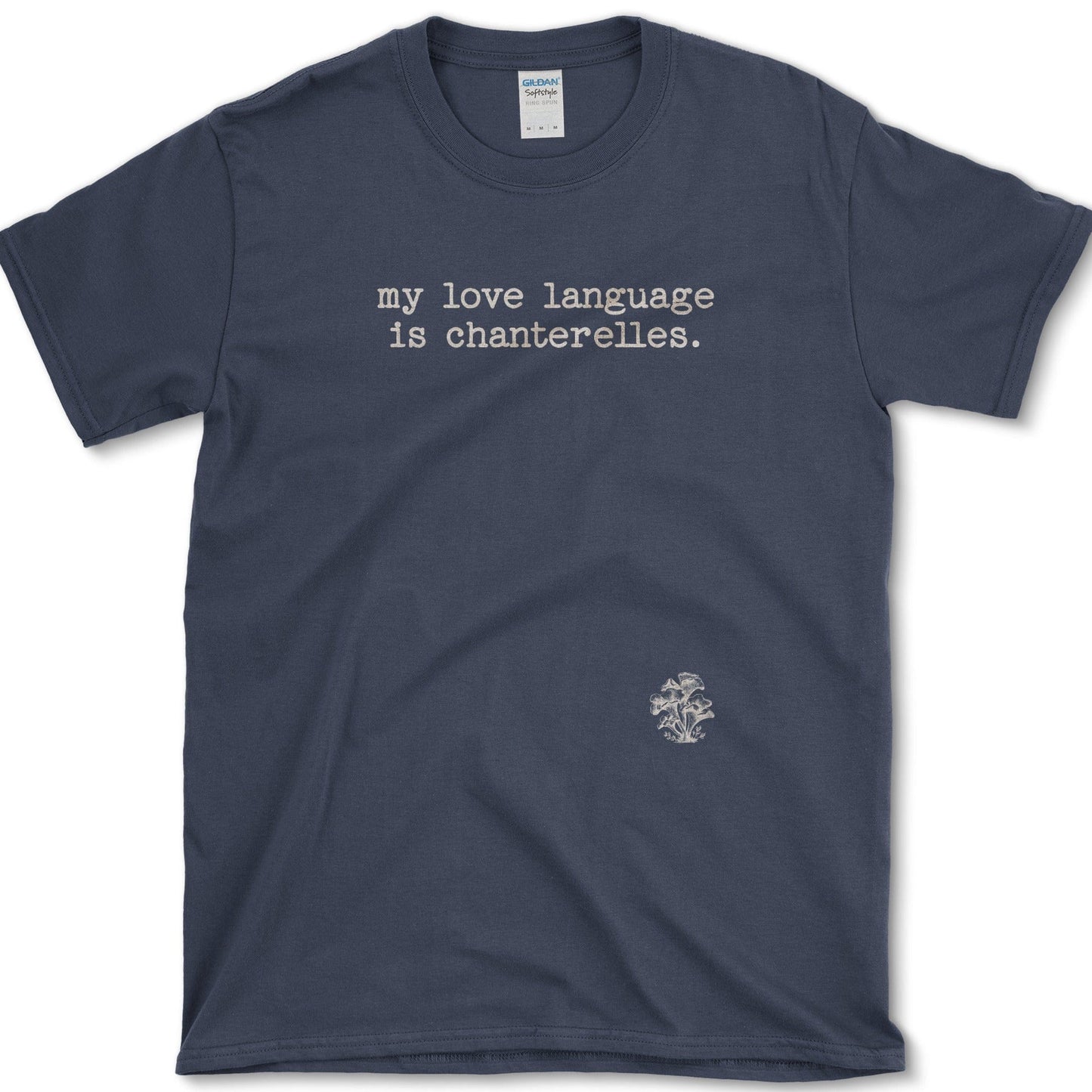 Love Language Chanterelles T-Shirt Essential Tees / S / Navy Physical Item