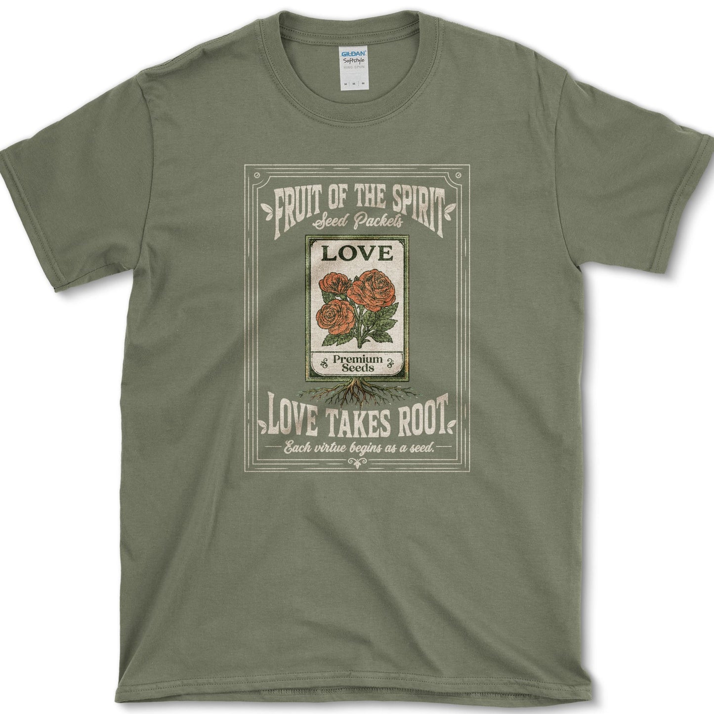 Love Takes Root T-Shirt S / Military Green Essential Tees