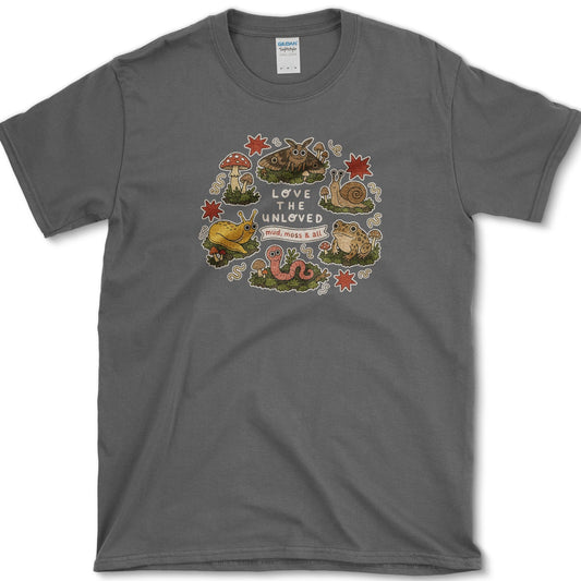 Love the Unloved design featuring garden wildlife artwork on a t-shirt