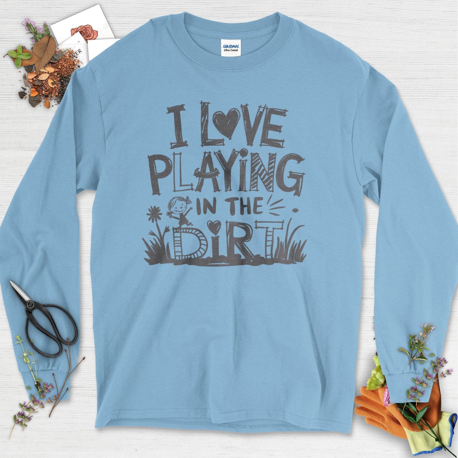 Loves to Play in Dirt Long Sleeve Light Blue / S Physical Item