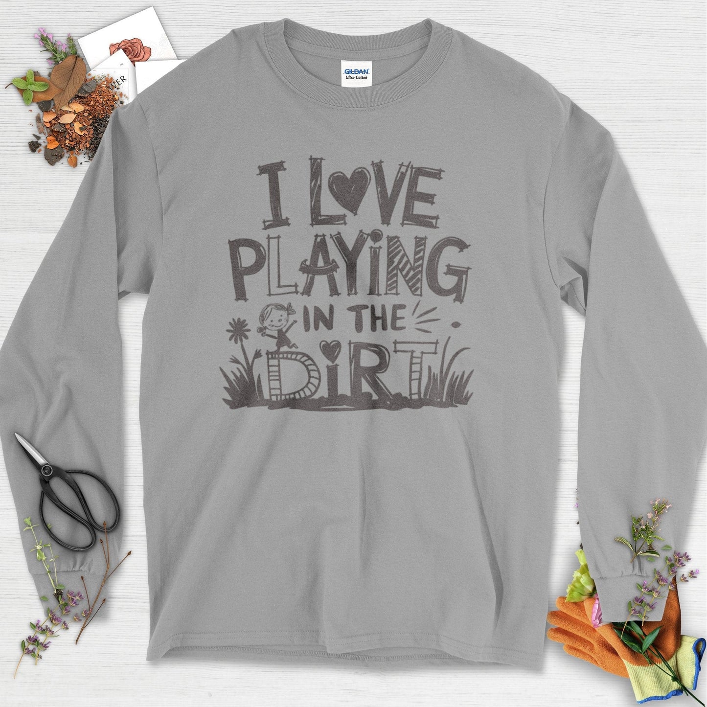 Loves to Play in Dirt Long Sleeve Sport Grey / S Physical Item