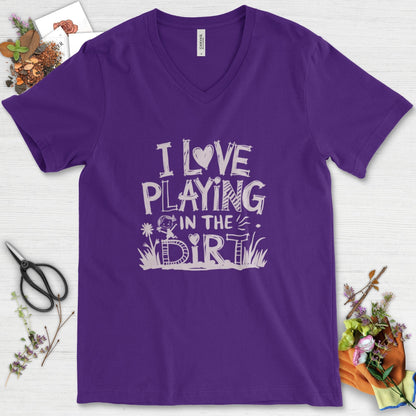 Loves to Play in Dirt V-Neck Team Purple / S T-Shirt