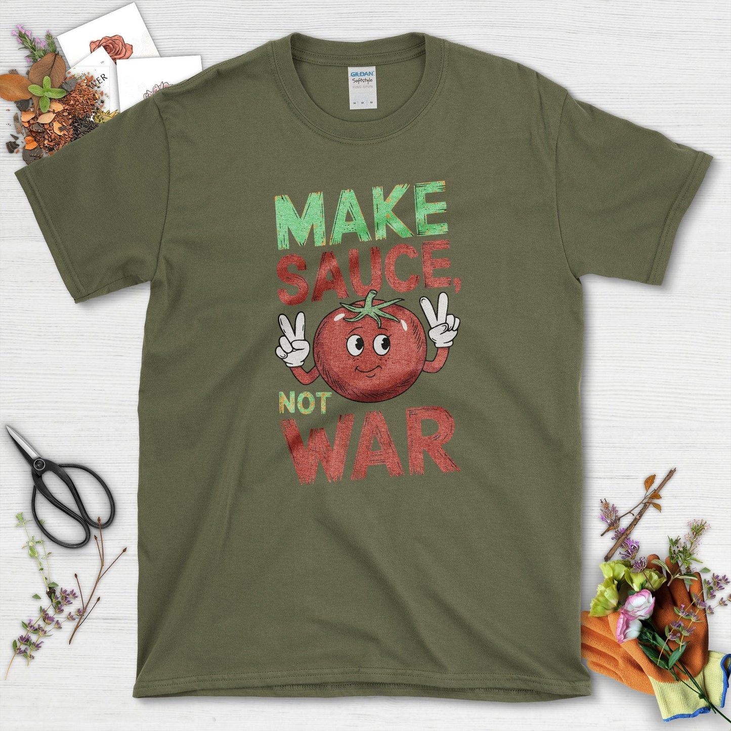 Make Sauce Not War T-Shirt Military Green / S T-Shirt