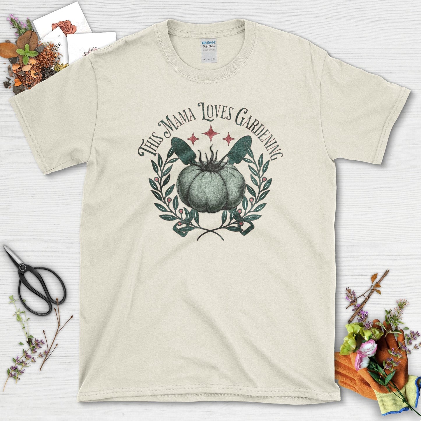 Mama Loves Gardening T-Shirt Natural / S / T-Shirts Physical Item