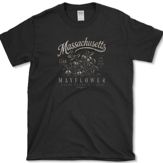 Massachusetts Mayflower T-Shirt S / Black Essential Tees