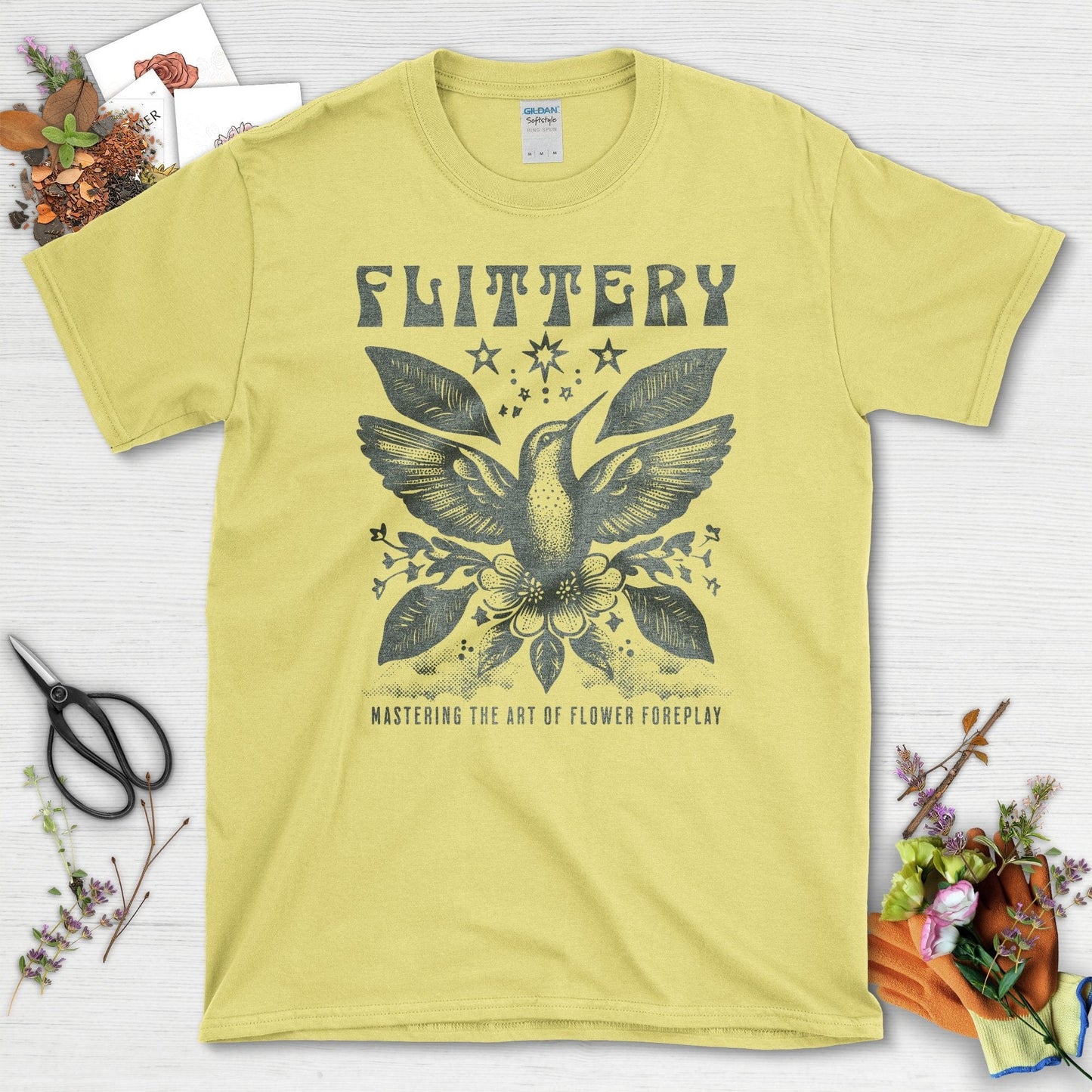 Mastering the Art of Flower Foreplay Nature Theme T-Shirts Cornsilk / S T-Shirt