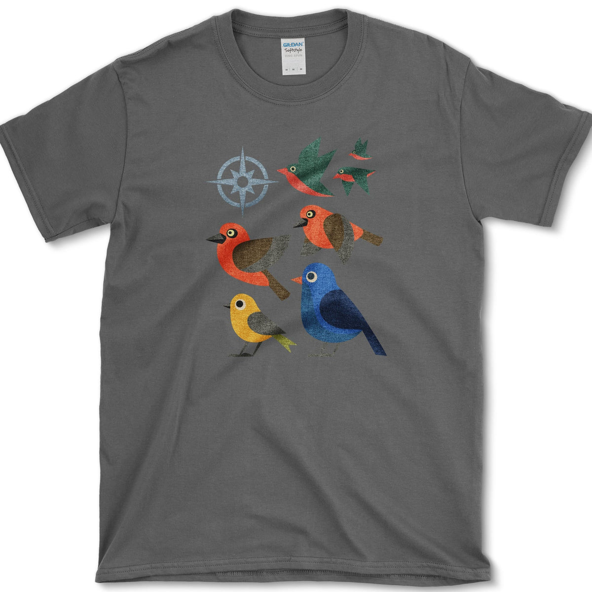 Migration Station Geometric Birds T-Shirt Dark Heather / S Essential Tees