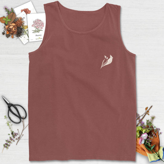 Minimalist Cardinal Birds Comfort Colors® Tank Top Brick / S Physical Item