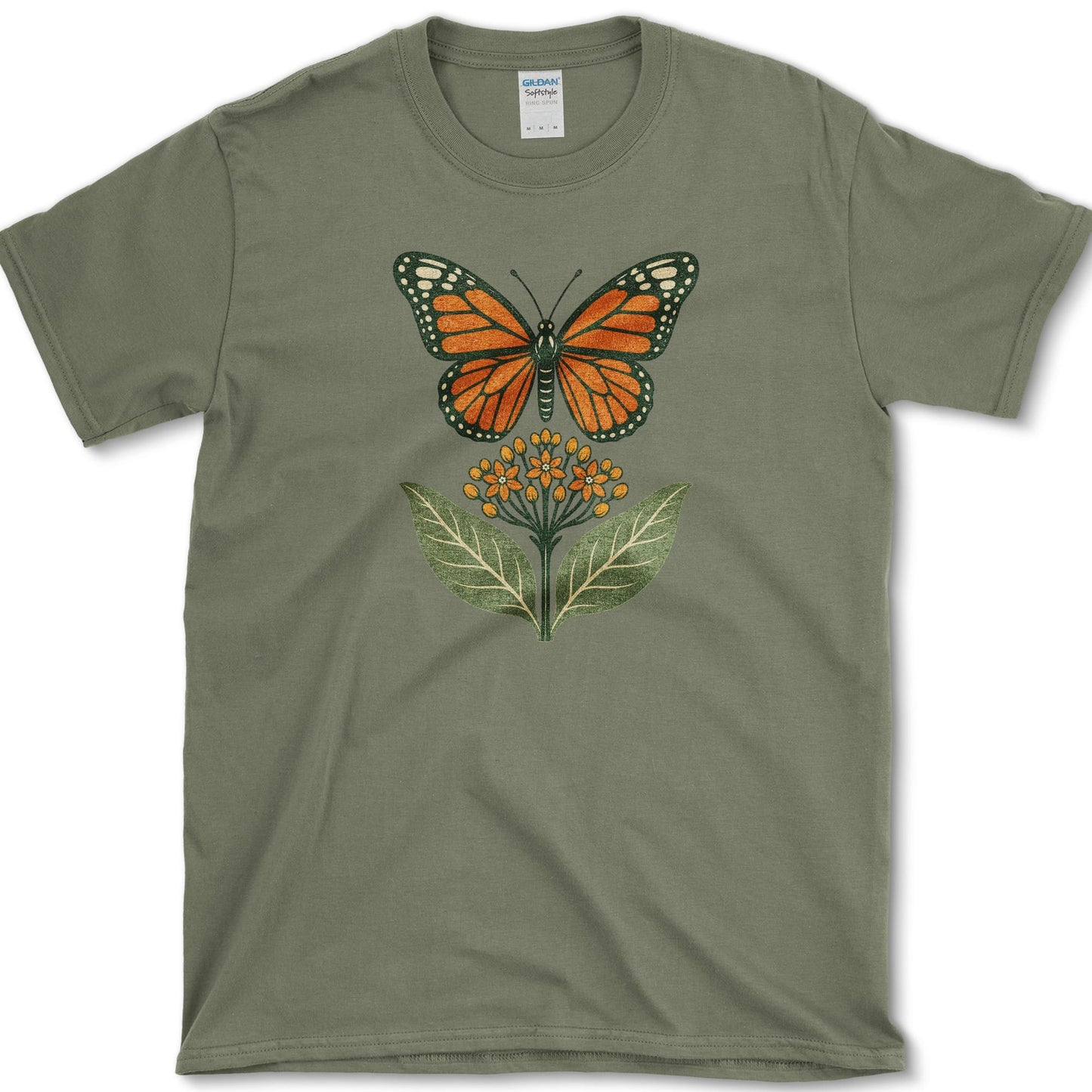 Monarch Milkweed T-Shirt S / Military Green Essential Tees