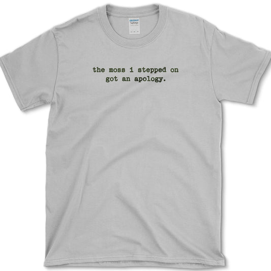 Moss Apology T-Shirt design featuring moss artwork on a t-shirt