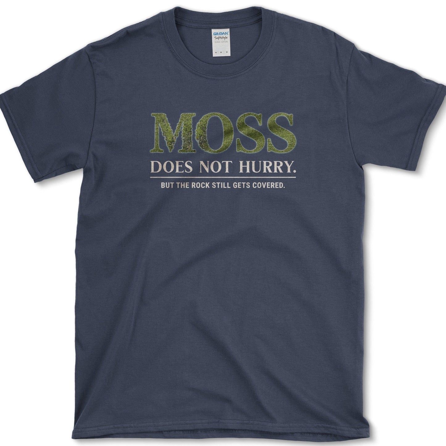 Moss Does Not Hurry T-Shirt Essential Tees / S / Navy Physical Item