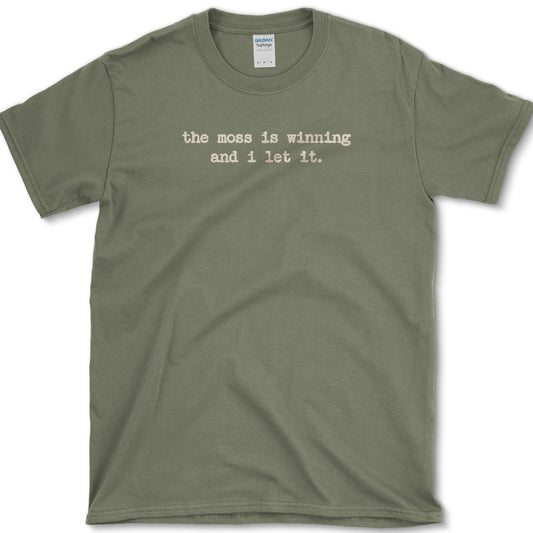Moss Is Winning T-Shirt design featuring moss artwork on a t-shirt
