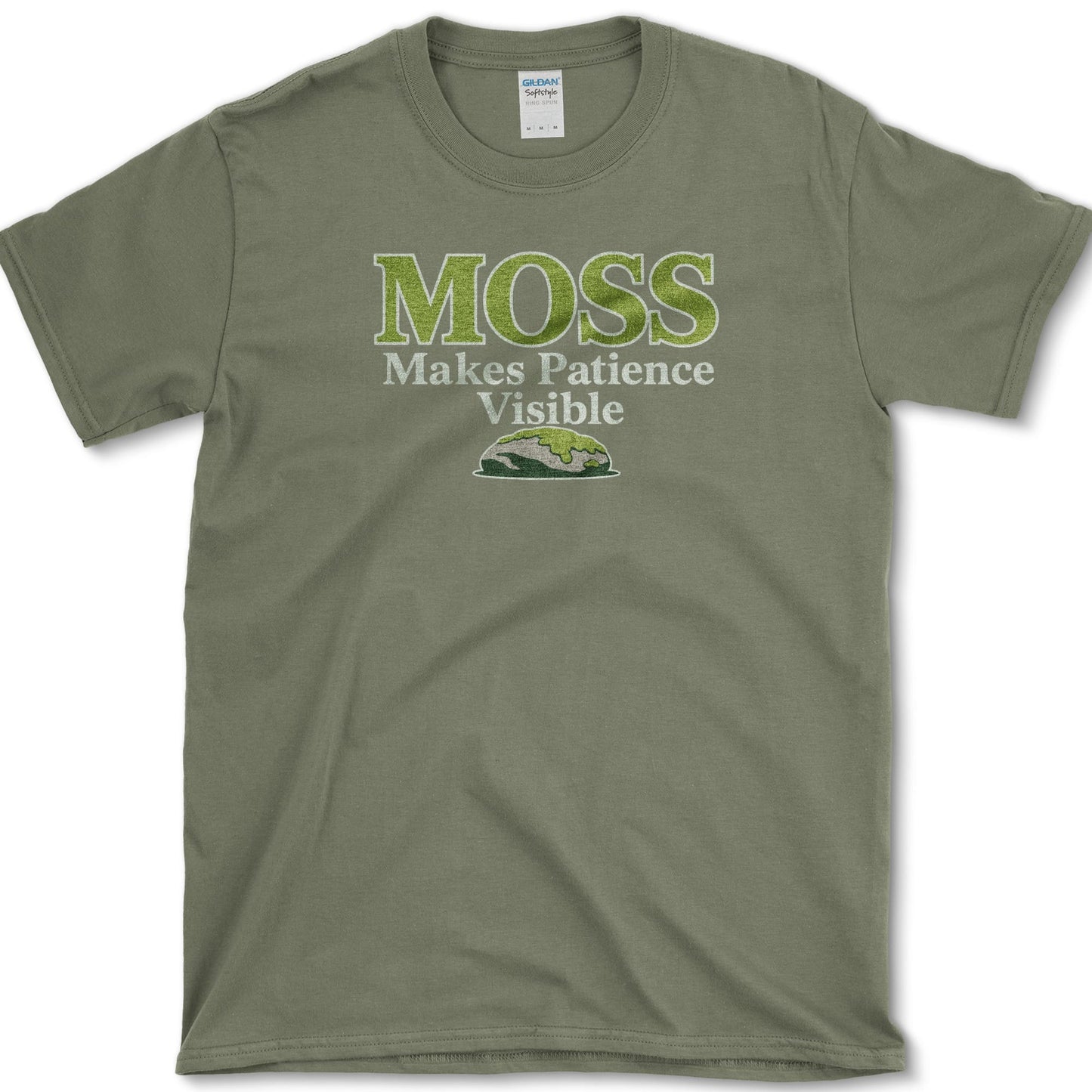 Moss Makes Patience T-Shirt S / Military Green Essential Tees