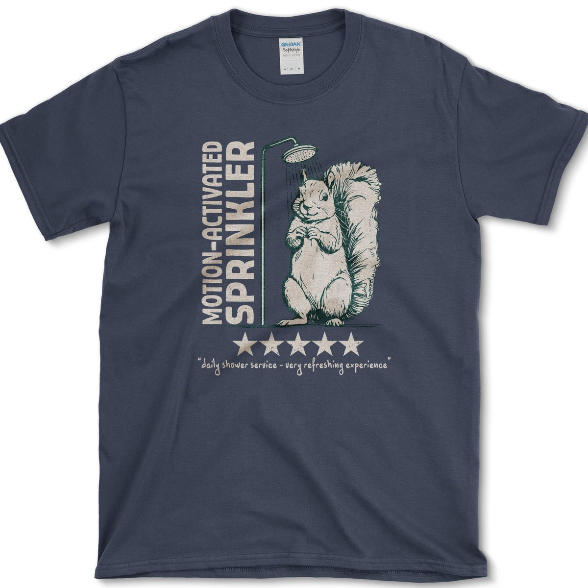 Motion Activated Sprinkler Squirrel T-Shirt Navy / S Essential Tees