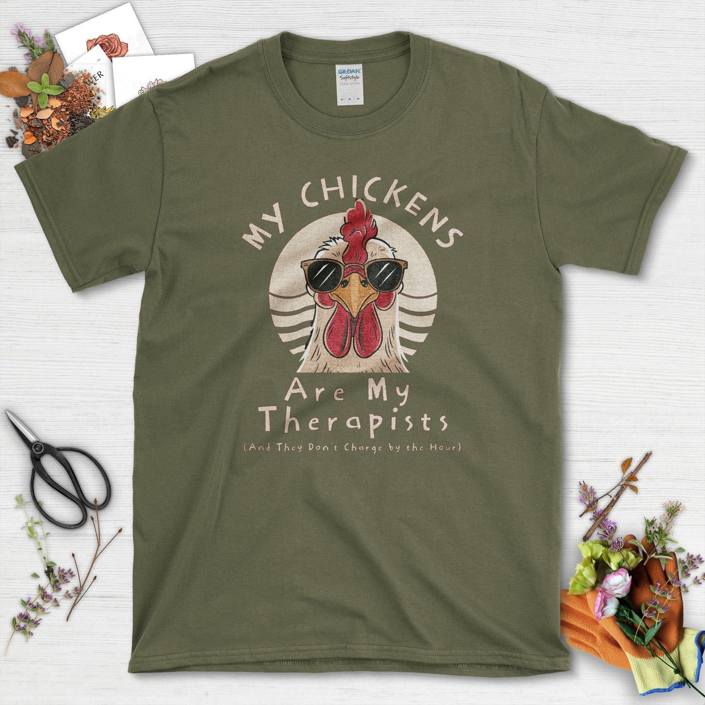 My Chickens Are My Therapists T-Shirt Military Green / S T-Shirt