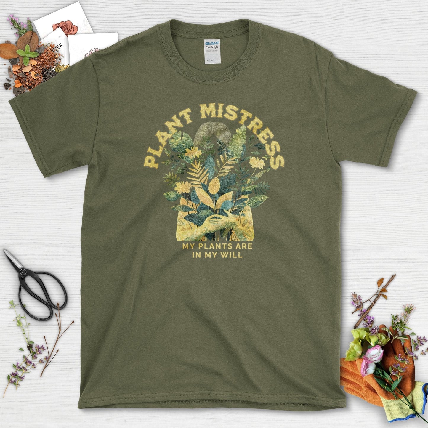 My Plants are In My Will T-Shirt Military Green / S / T-Shirts Physical Item