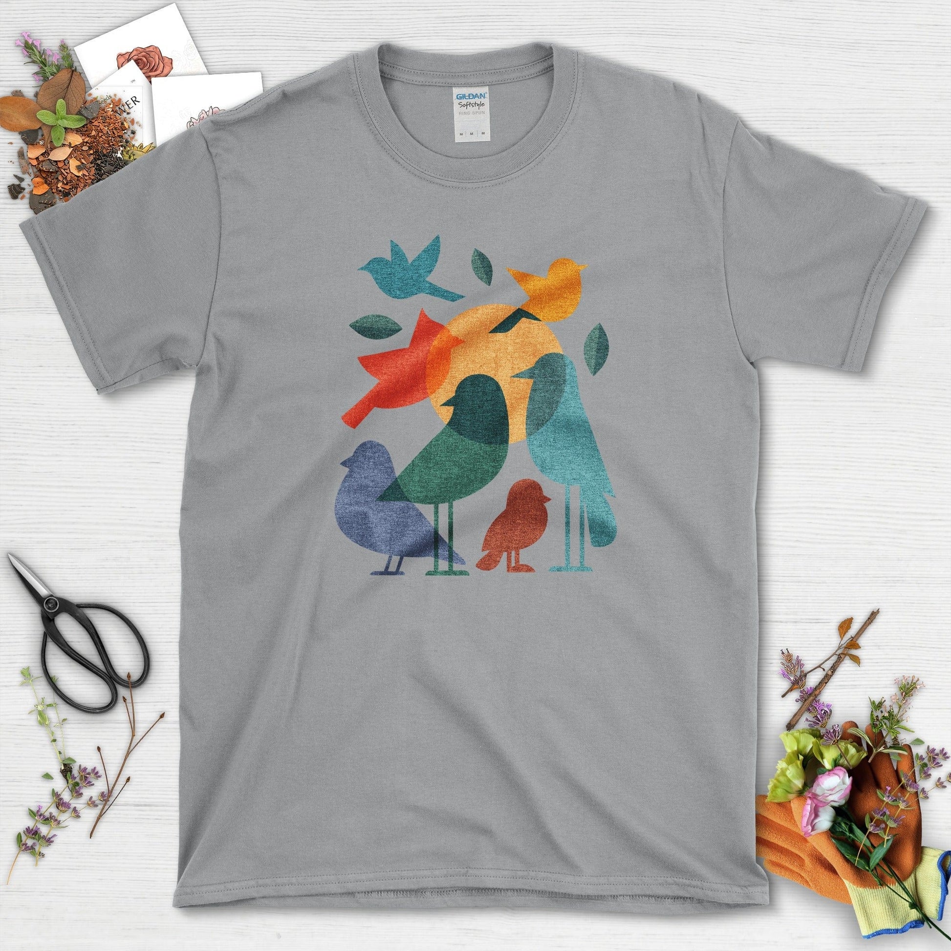 Mystery Flock Birds T-Shirt T-Shirts / S / Sport Grey Physical Item