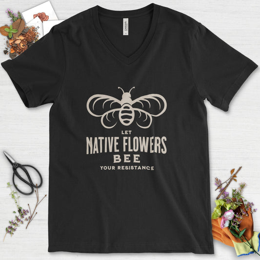 Native Flowers Your Resistance V-Neck Black / S Physical Item