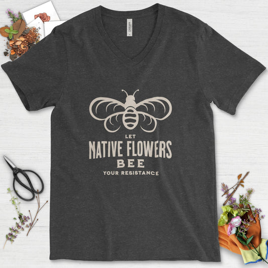 Native Flowers Your Resistance V-Neck Dark Grey Heather / S Physical Item