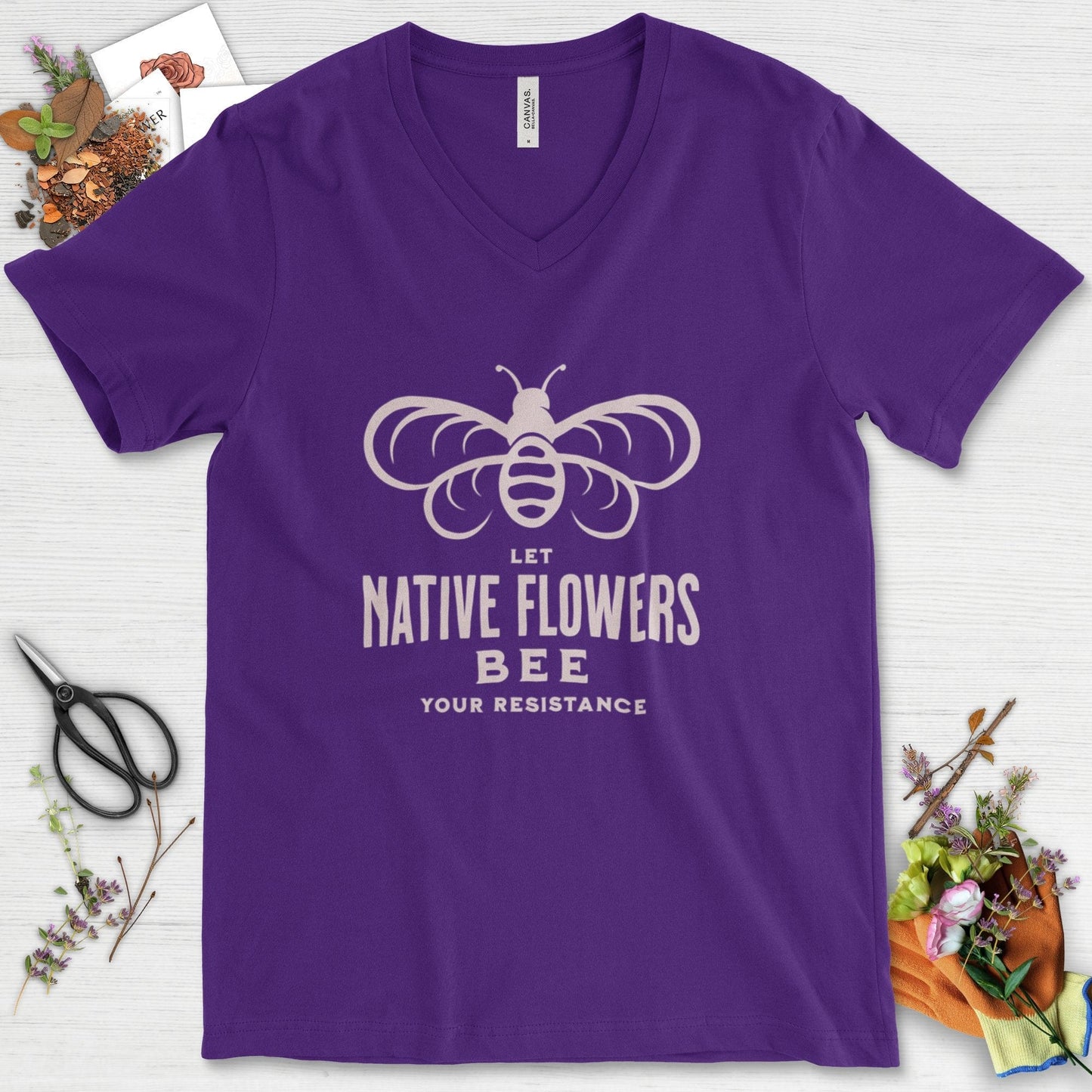 Native Flowers Your Resistance V-Neck Team Purple / S Physical Item