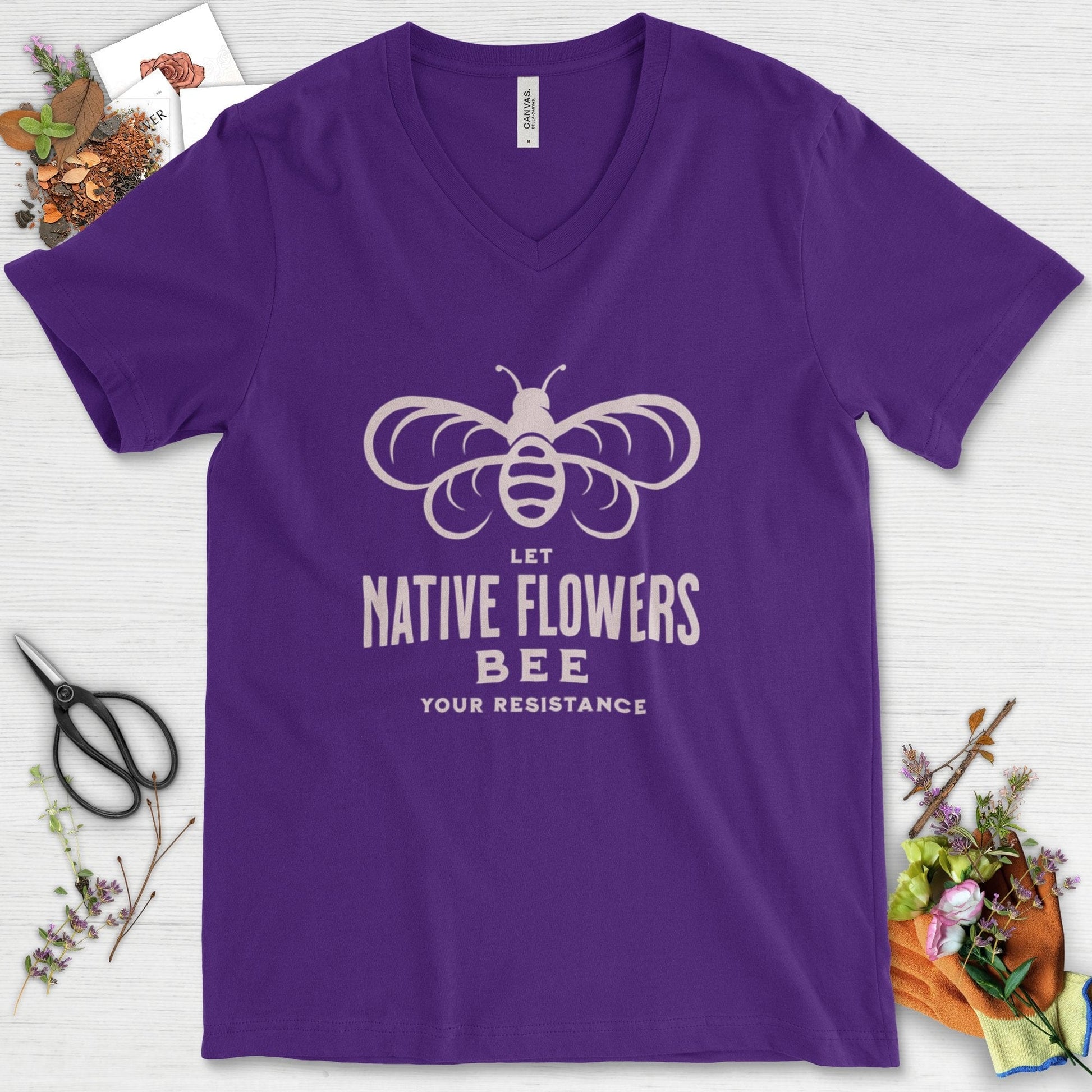 Native Flowers Your Resistance V-Neck Team Purple / S Physical Item