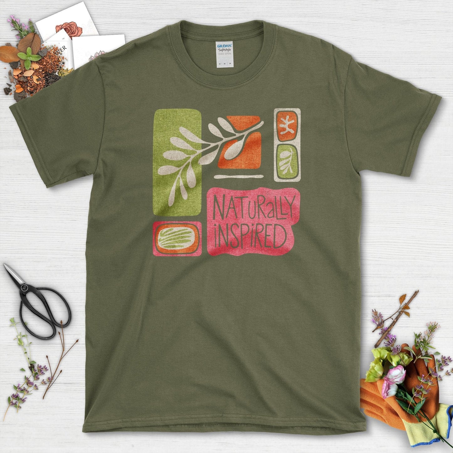 Naturally Inspired Garden T-Shirt Military Green / S Physical Item