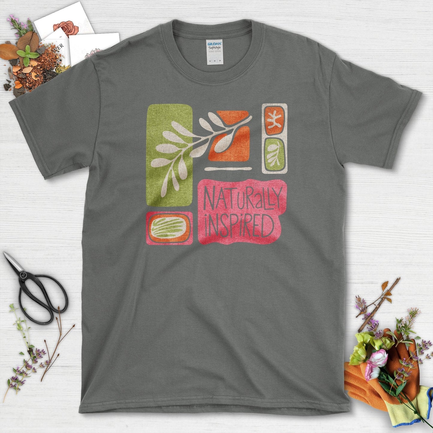 Naturally Inspired Garden T-Shirt T-Shirts / S / Charcoal Physical Item