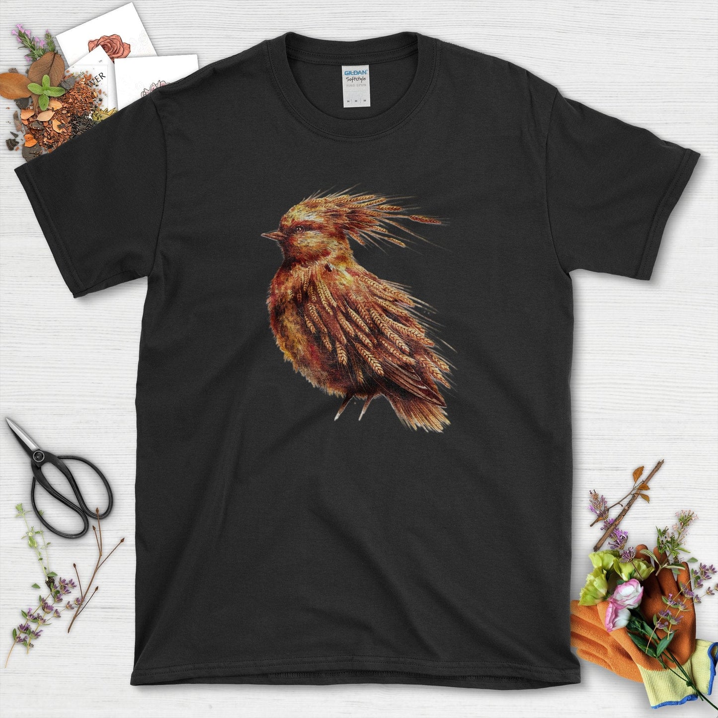 Nature-Inspired Bird Art T-Shirt Black / S T-Shirt