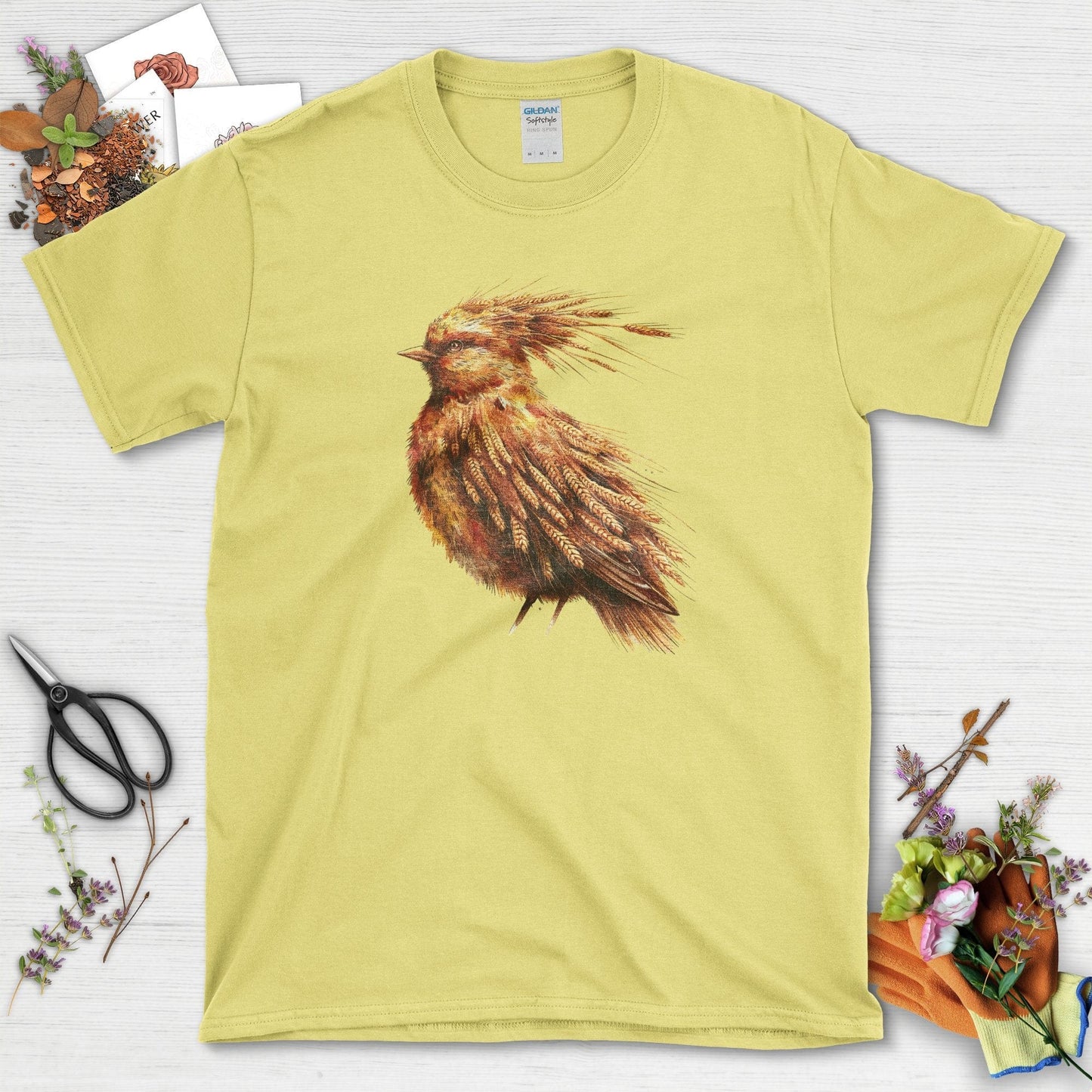 Nature-Inspired Bird Art T-Shirt Cornsilk / S T-Shirt