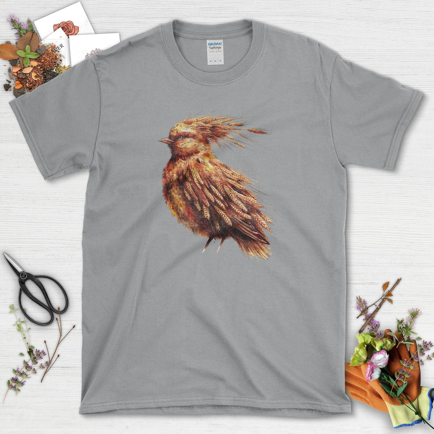 Nature-Inspired Bird Art T-Shirt Sport Grey / S T-Shirt