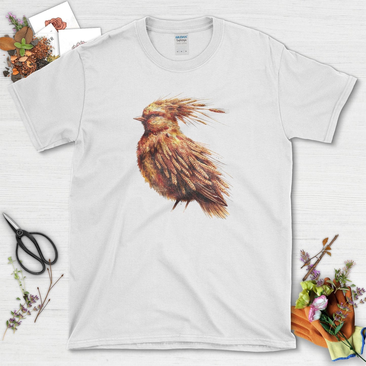 Nature-Inspired Bird Art T-Shirt White / S T-Shirt