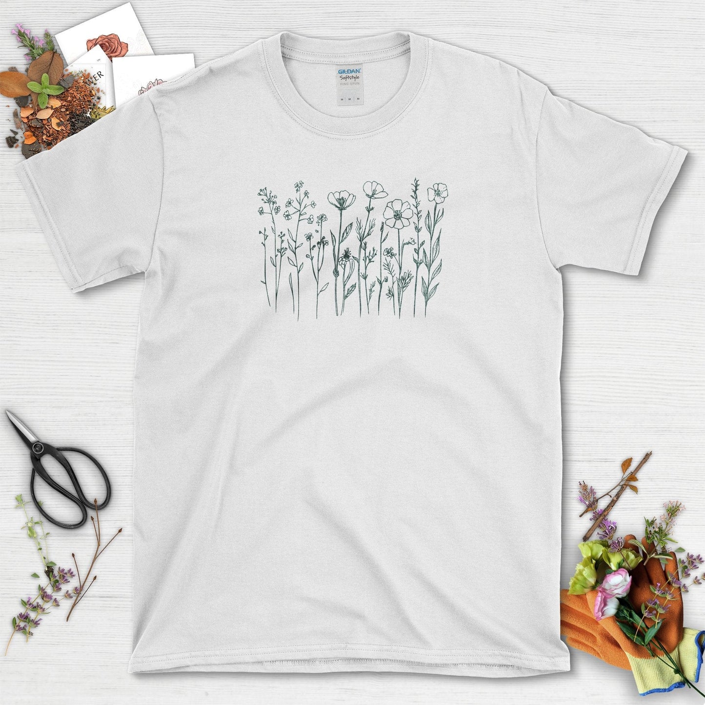 Nature-Inspired Floral Design Garden Enthusiast T-Shirts White / S T-Shirt