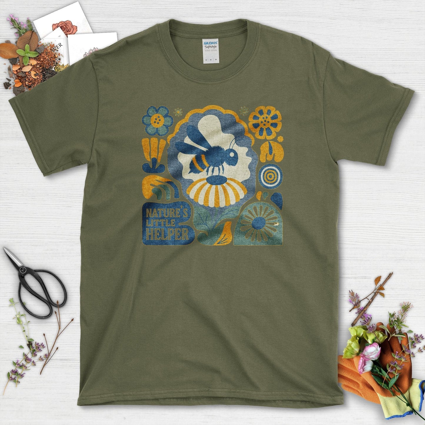 Nature's Little Helper T-Shirt T-Shirts / S / Military Green Physical Item