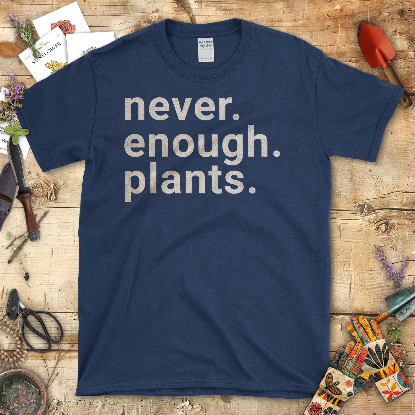 Never Enough Plants Gardening Enthusiast T-Shirt Navy / S T-Shirt