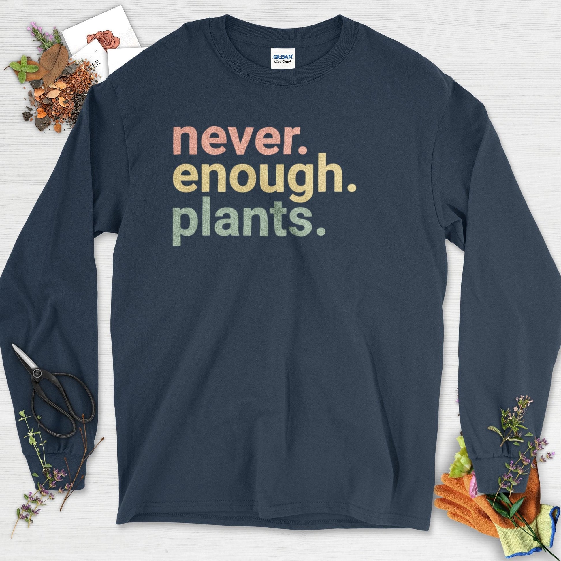 Never Enough Plants Long Sleeve Navy / S T-Shirt