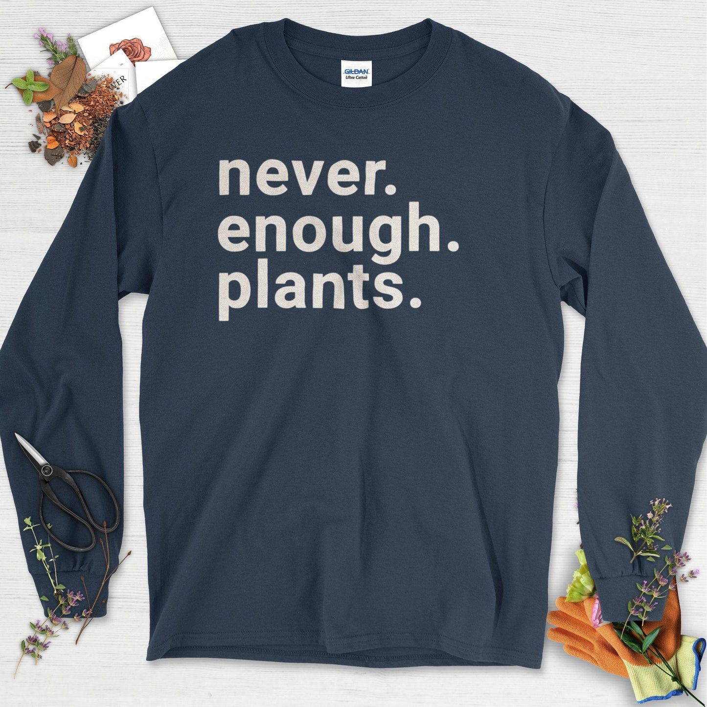 Never Enough Plants Long Sleeve Navy / S T-Shirt