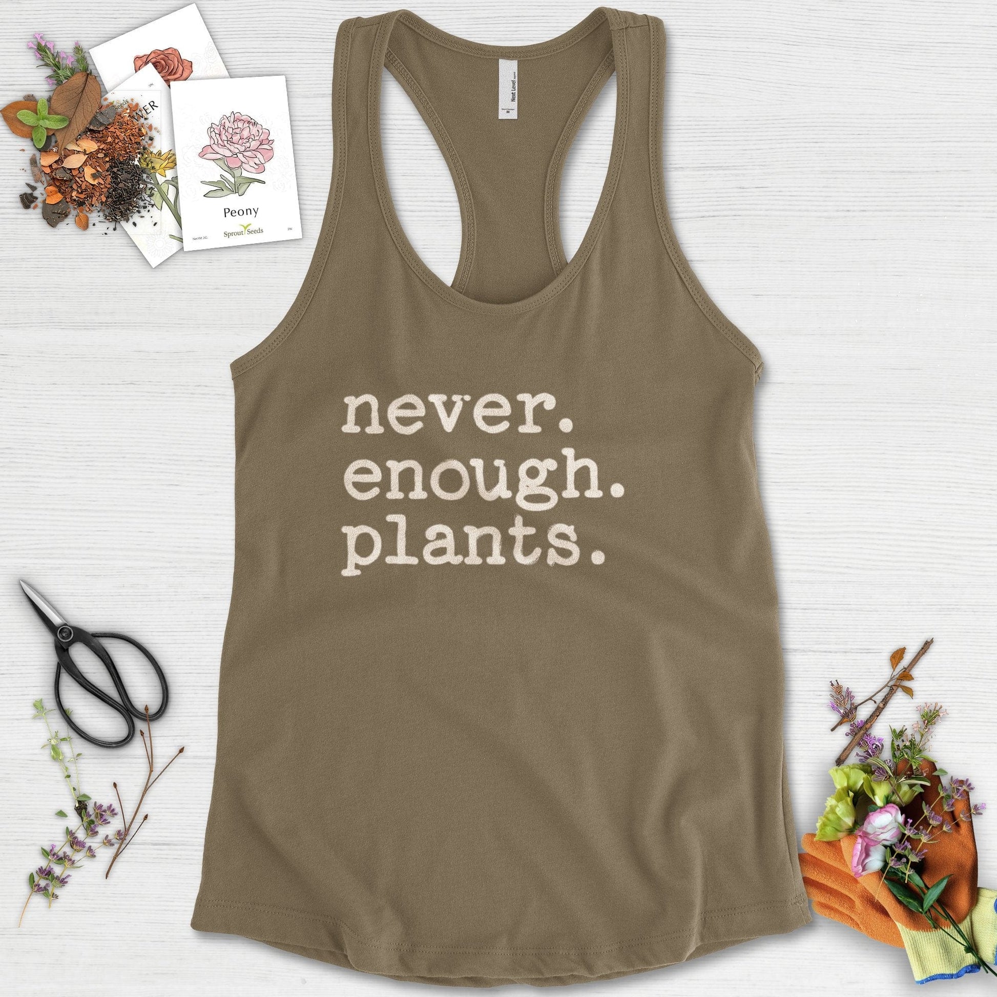 Never Enough Plants Racerback Racerback / XS / Military Green Physical Item